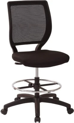 Deluxe Woven Mesh Back Armless Drafting Chair, Icon Black Seat [DC51000N-231]
