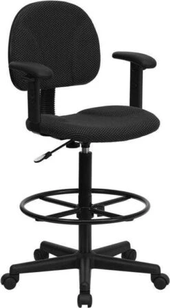 Flash Adjustable Range Drafting Chair [BT-659-BLK-GG] -Office Chairs Unlimited Sales flash adjustable range drafting chair bt 659 blk gg black add adjustable task arms 29410698985623