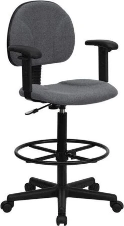 Flash Adjustable Range Drafting Chair [BT-659-BLK-GG] -Office Chairs Unlimited Sales flash adjustable range drafting chair bt 659 blk gg gray add adjustable task arms 31686627885207
