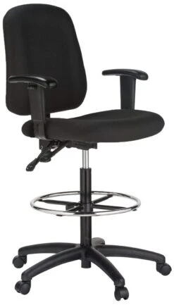 Harwick Contoured Counter Height Bank Teller Chair [100KE] -Office Chairs Unlimited Sales harwick contoured counter height bank teller chair 100ke black height adjustable arms 25 standard rolling casters included 31667065323671
