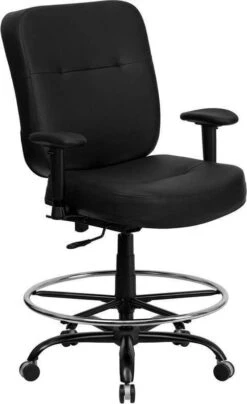 Hercules Leather / Fabric Big And Tall Drafting Chair [WL-735SYG-D-BK] -Office Chairs Unlimited Sales hercules leather fabric big and tall drafting chair wl 735syg d bk black leather add height adjustable arms 29422251770007