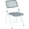 Office Star Modern White Metal ProGrid Mesh Seat & Back Folding Chairs, 2 Pack [81101]