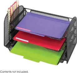 Onyx™ Desk Organizer 1 Upright / 3 Horizontal Sections Mesh Black [3265BL]