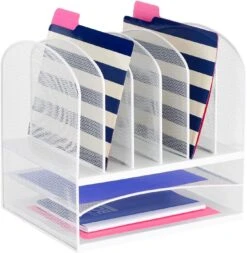 Onyx™ Desk Organizer 2 Horizontal / 6 Upright Mesh [3255] -Office Chairs Unlimited Sales onyx desk organizer 2 horizontal 6 upright mesh 3255 white 31685665161367