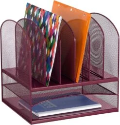 Onyx™ Desk Organizer 2 Horizontal / 6 Upright Mesh [3255] -Office Chairs Unlimited Sales onyx desk organizer 2 horizontal 6 upright mesh 3255 wine 29094170493079