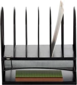 Onyx™ Desk Organizer 2 Horizontal / 6 Upright Powered Mesh Black [3233BL]