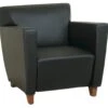 OSP Furniture® Black Leather Club Chair With Cherry Legs [SL8471]