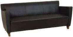 OSP Furniture® Black Leather Office Sofa With Cherry Legs [SL8473]