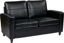 OSP Furniture® Black Or Expresso Bonded Leather Loveseat Espresso Legs [SL2812]