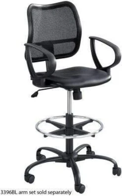 Safco Vue Mesh Back Drafting Stool [3395] -Office Chairs Unlimited Sales safco vue mesh back drafting stool 3395 black vinyl add loop arms 3396 49 carpet casters included 31685009670295