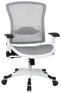 Space Seating® White Frame Mesh Office Chair Flip Up Arms [317W-W11C1F2W]