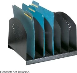 Steel Desk Organizer 6 Upright Sections Black [3155BL]