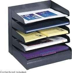 Steel Desk Tray Sorter 5 Shelf Black [3127BL]