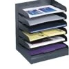 Steel Desk Tray Sorter 6 Shelf Black [3128BL]