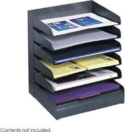 Steel Desk Tray Sorter 6 Shelf Black [3128BL]
