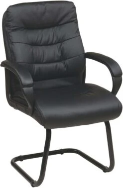 Work Smart™ Black Faux Leather Visitors Arm Chair Sled Base [FL7485-U6]