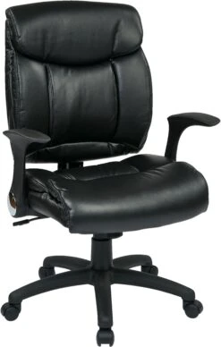 Work Smart™ Faux Leather Managers Chair With Flip Arms [FL89675] -Office Chairs Unlimited Sales work smart faux leather managers chair with flip arms fl89675 black 29471365890199