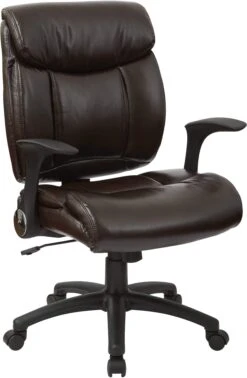 Work Smart™ Faux Leather Managers Chair With Flip Arms [FL89675]