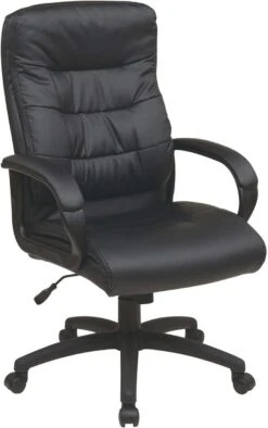 Work Smart™ High Back Black Faux Leather Executive Arm Chair [FL7480-U6]