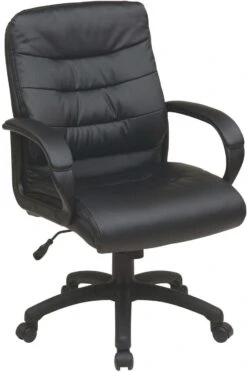 Work Smart™ Mid Back Faux Leather Executive Chair Padded Arms [FL7481-U6]